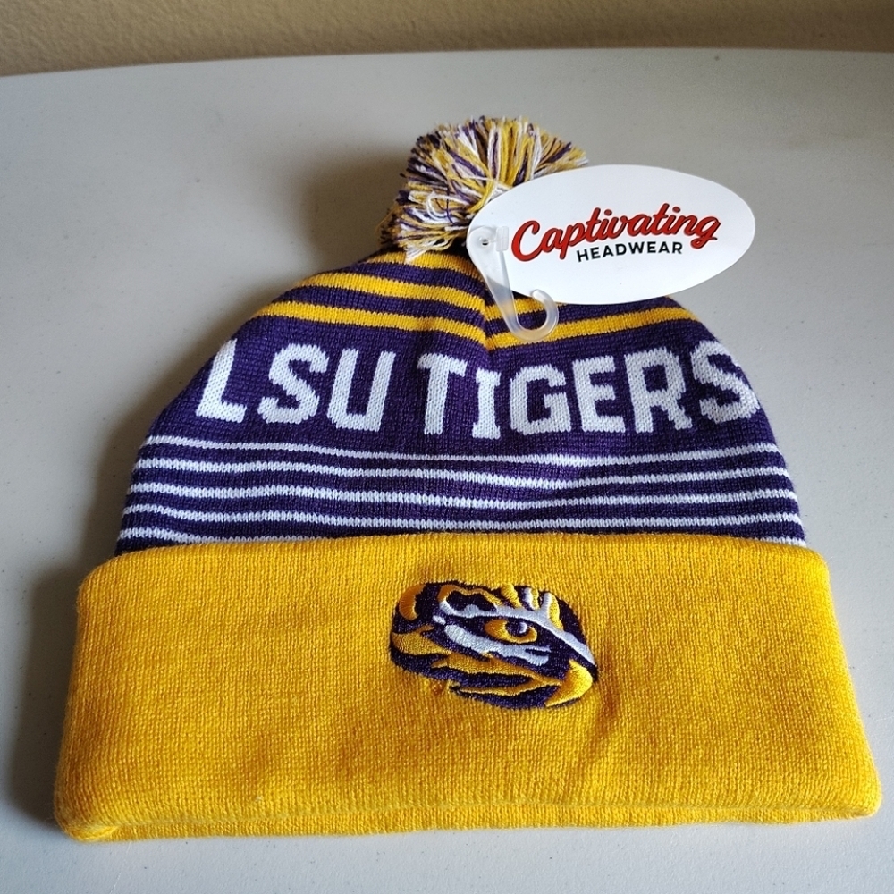 Captivating Headwear NWT LSU Tigers Embroidered Stocking Cap Hat OS Collegiate